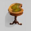 Victorian inlaid walnut kidney desk end detail
