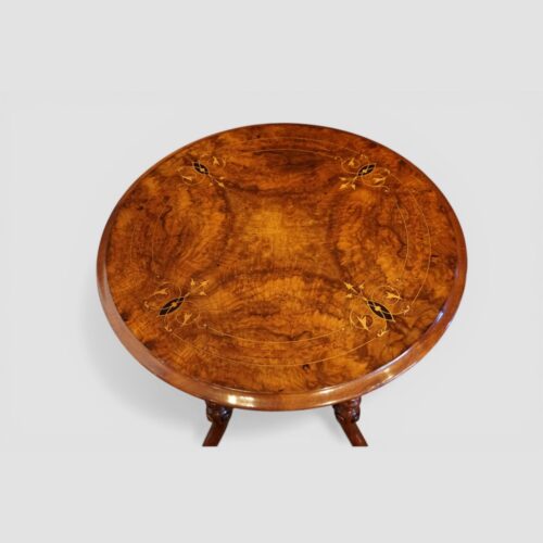 Victorian inlaid walnut wine table top