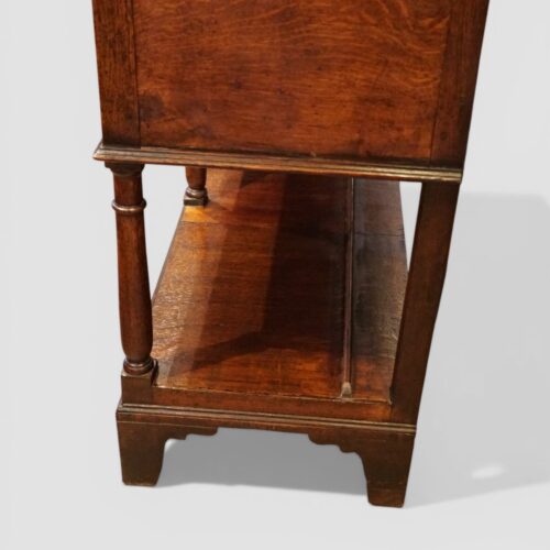 Antique oak pot board dresser base, 1820 end