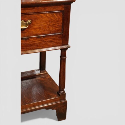 Antique oak pot board dresser base, 1820 leg