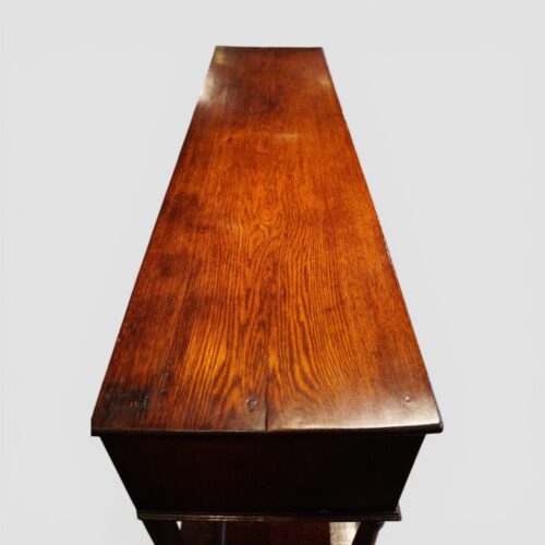 Antique oak pot board dresser base, 1820 top view