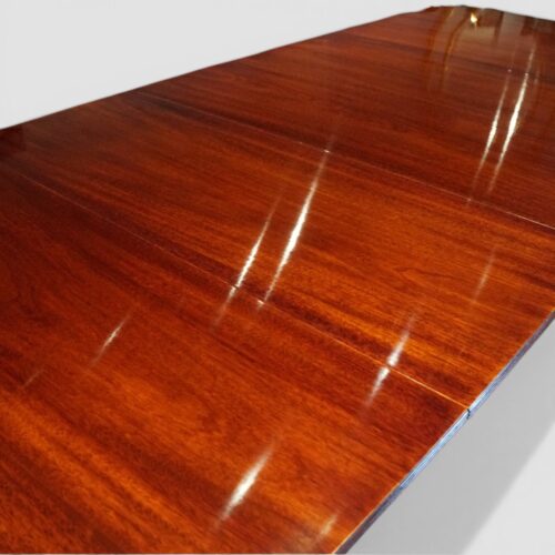 George V mahogany 3 pillar dining table with 1 leaf