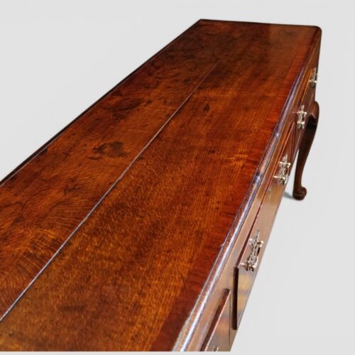 Georgian oak cabriole leg dresser base double plank top