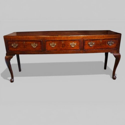 Georgian oak cabriole leg dresser base front