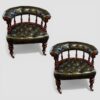 Pair of Victorian green leather tub chairs