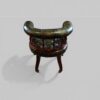 Pair of Victorian green leather tub chairs rear
