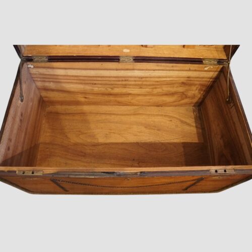 Regency brass bound camphor wood trunk storage