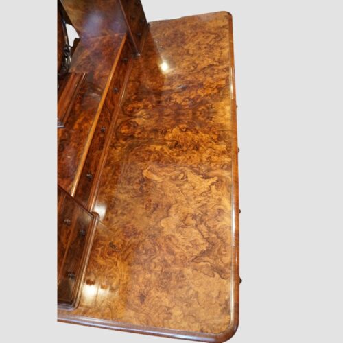 Victorian burr walnut dressing table burr detail top