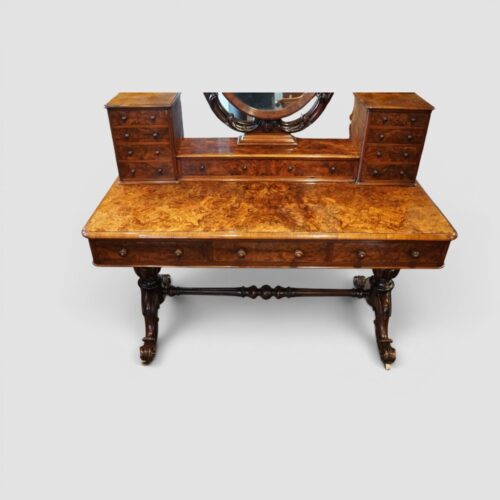 Victorian burr walnut dressing table top surface