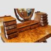 Victorian burr walnut dressing table trinket drawers open