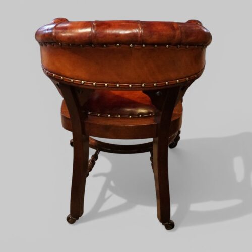 Victorian buttoned leather desk chair rear