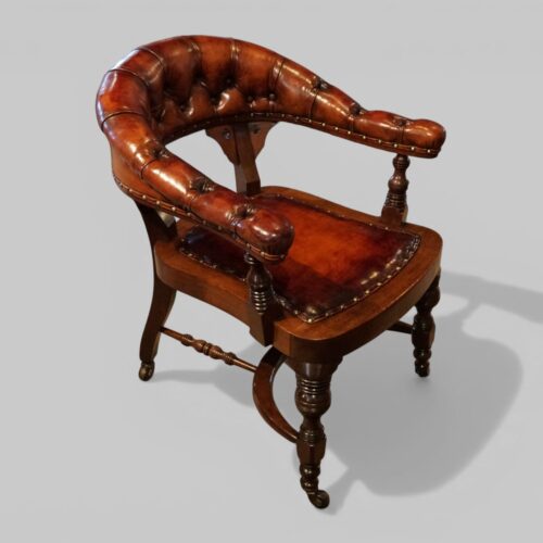 Victorian buttoned leather desk chair side