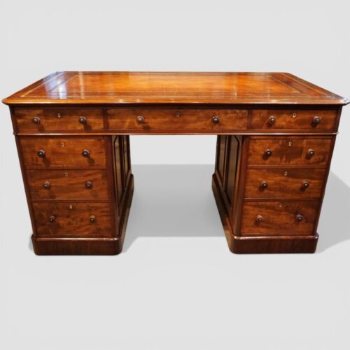 Victorian mahogany partners desk front