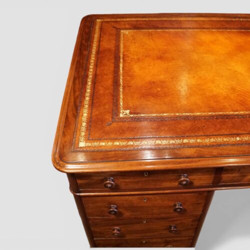 Victorian mahogany partners desk round corner
