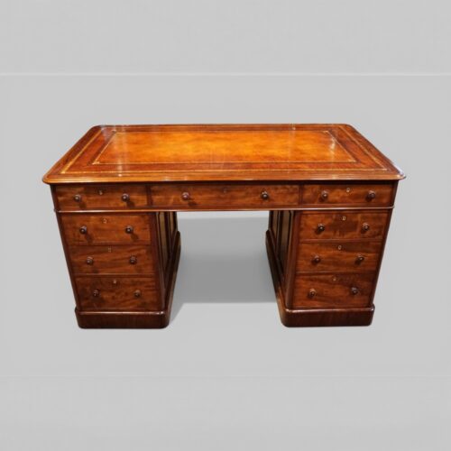 Victorian mahogany partners desk view front