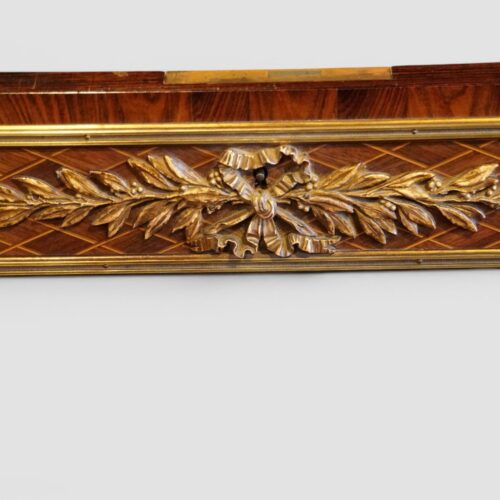 French inlaid Belle Epoch sidetable drawer gilt bronze mount