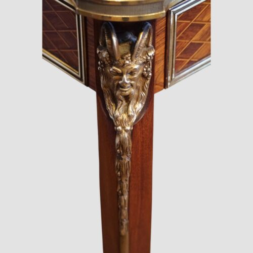 French inlaid Belle Epoch sidetable gilt bronze mount