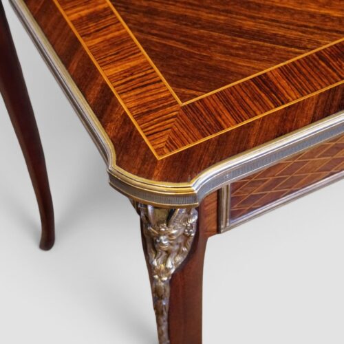 French inlaid Belle Epoch sidetable kingwood banding
