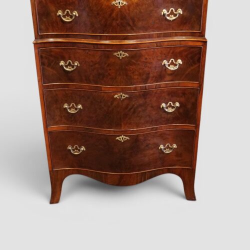 George V walnut serpentine tallboy base