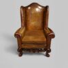 Pair of William and Mary leather wing chairs 1