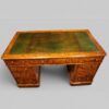 Victorian burr walnut pedestal desk original leather