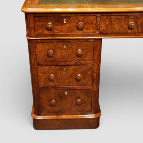 Victorian burr walnut pedestal desk pedestal