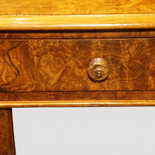 Victorian burr walnut pedestal desk turned knob