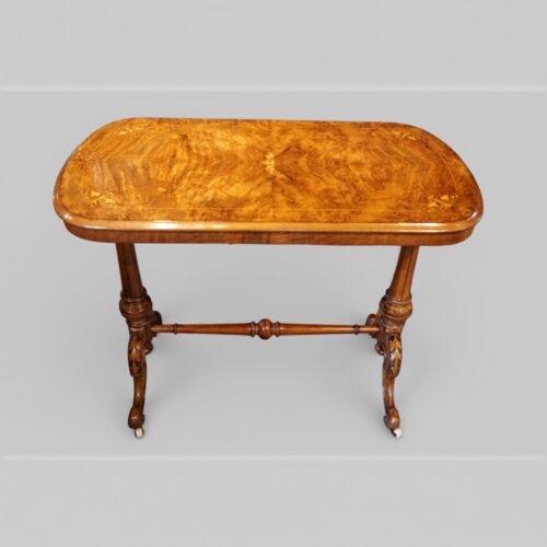 Victorian inlaid walnut window table