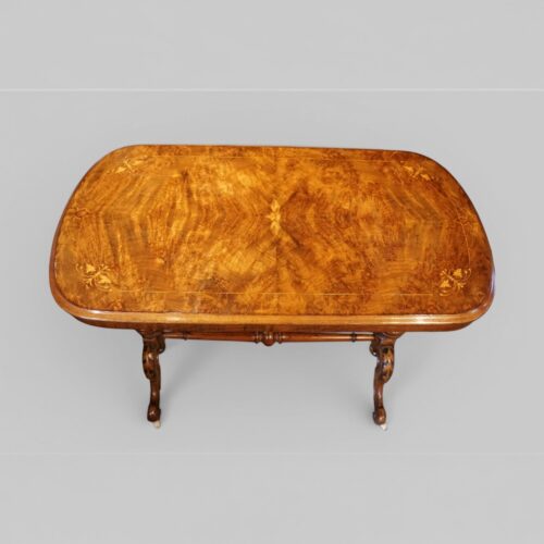Victorian inlaid walnut window table top