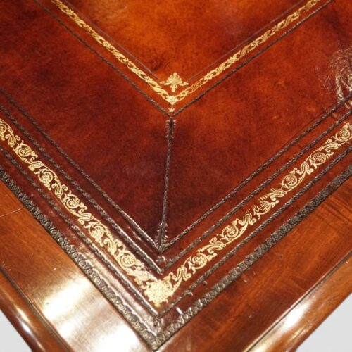 William IV mahogany 6 drawer writing table gilt tooling