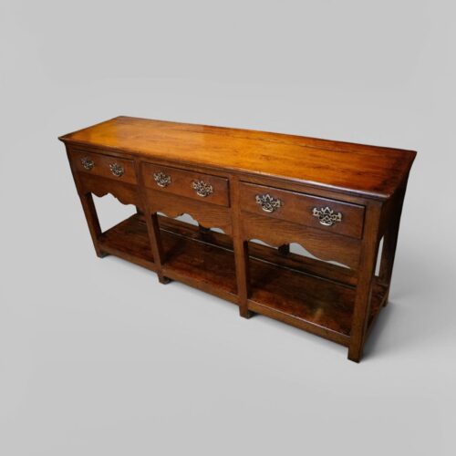 Antique oak pot board dresser base square legs angle
