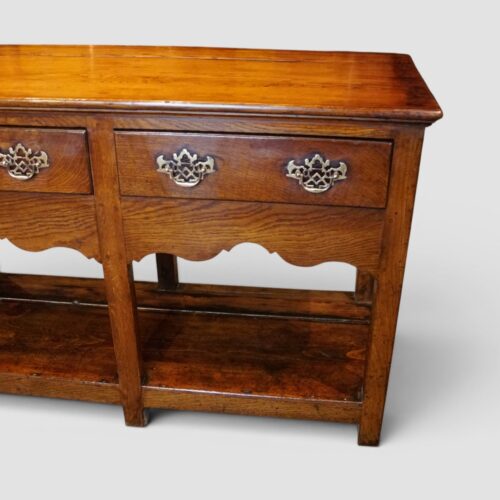 Antique oak pot board dresser base square legs end drawer