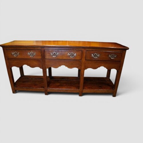Antique oak pot board dresser base square legs front