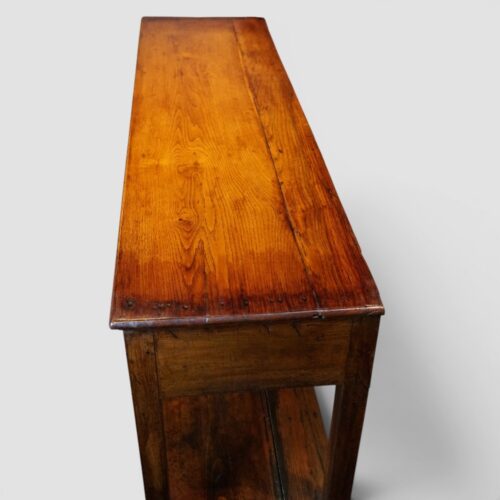 Antique oak pot board dresser base square legs top