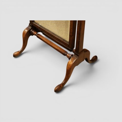 Edwardian walnut cheval mirror base side view