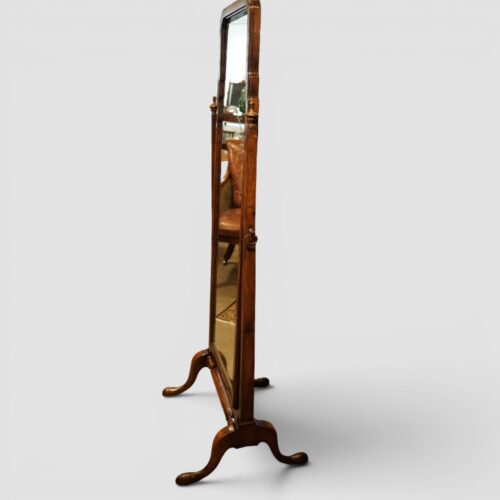 Edwardian walnut cheval mirror side