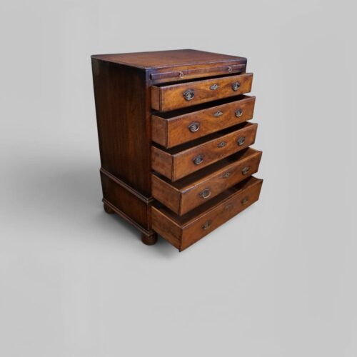 George I style walnut brushing slide chest drawers open