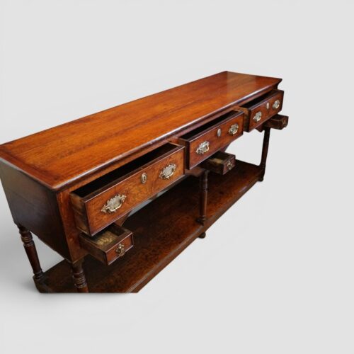 Georgian oak pot board dresser base angle 1