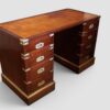 Victorian brass bound campaign desk pedestal angle