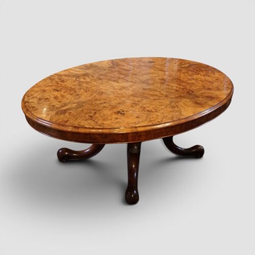 Victorian large oval walnut coffee table
