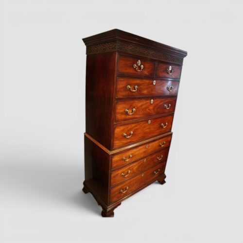 George III mahogany chest on chest angle view