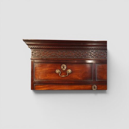George III mahogany chest on chest drawer and cornice detail