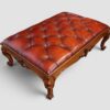 Large Victorian Walnut Buttoned Red Leather Stool