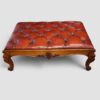 Large Victorian walnut buttoned red leather stool upholstered in hand-dyed antiqued English leather.