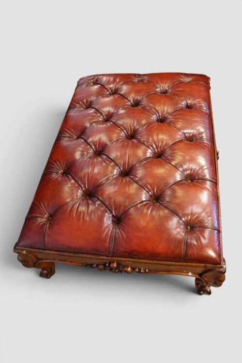 Victorian Walnut Leather Coffee Table