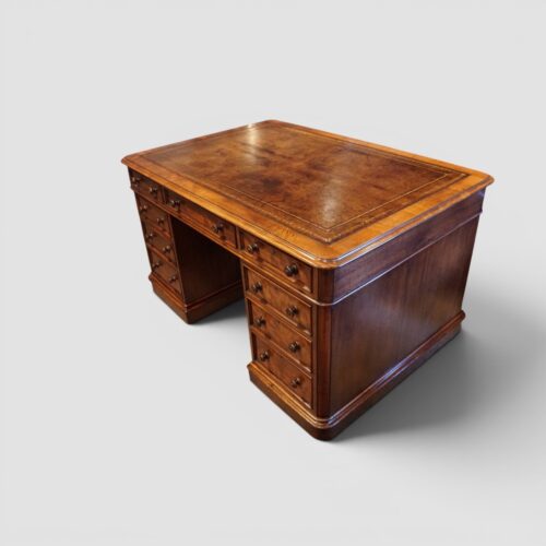 Victorian mahogany partners desk angle