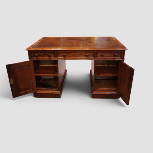 Victorian mahogany partners desk cupboards to rear open