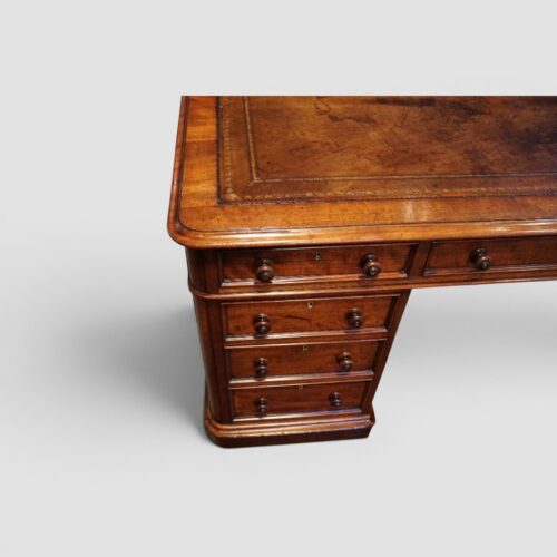 Victorian mahogany partners desk top corner