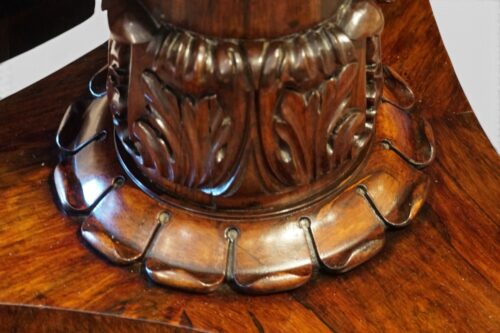 William IV rosewood circular dining table carving column