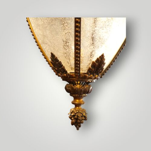 Antique gilt bronze hall lantern finial detail